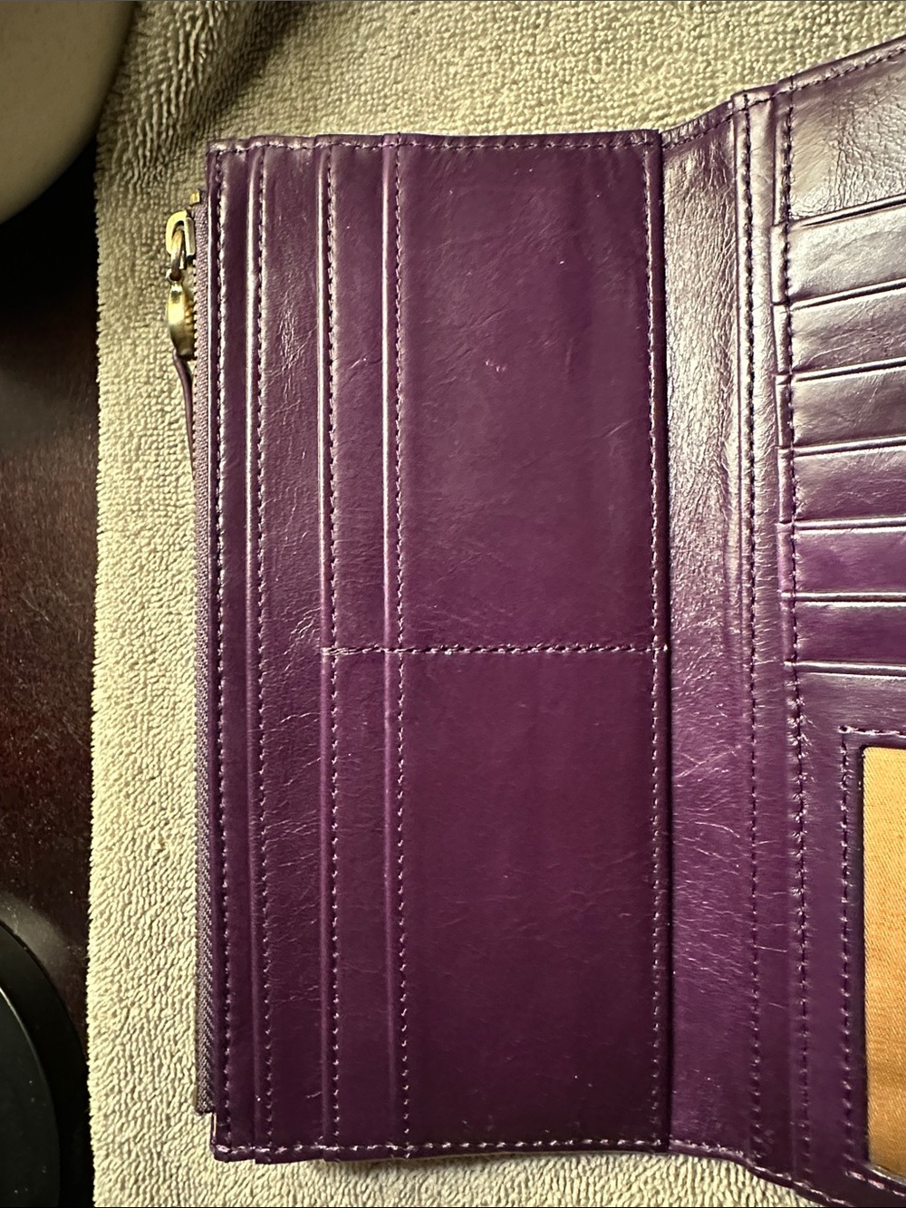 HOBO Purple Leather Wallet with Multicolor Snake-Print Trim - Picture 7 of 11